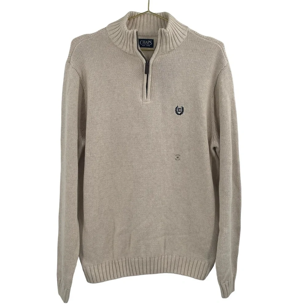 ✨NWT Chaps men's cotton knit quarter-zip mock neck sweater medium